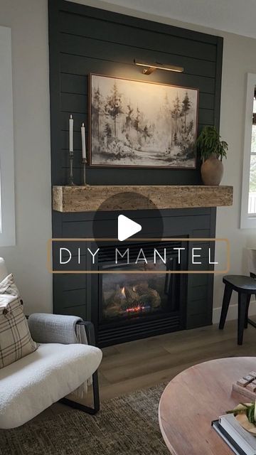 White Tile And Shiplap Fireplace, Shiplap Fireplace With Crown Molding, Electric Fireplace Mantels Ideas, Black Shiplap Behind Tv, How To Install Shiplap Over Brick Fireplace, Shiplap Fireplace No Mantel, Black Fireplace With Shiplap, Shiplap Wall With Fireplace And Tv, Shiplap Fireplace Color Ideas