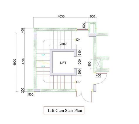 Staircase With Elevator Design, Lift With Staircase, Stairs With Lift, Staircase With Lift, Stairs Floor Plan, Lobby Plan, Stair Dimensions, Staircase Layout, Exterior Interior Design