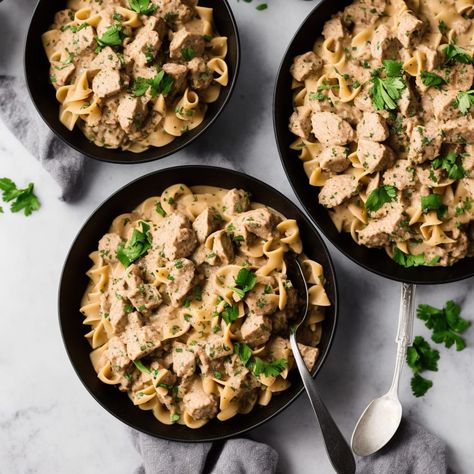 Ground Turkey Stroganoff Recipe, Turkey Stroganoff Recipe, Ground Turkey Stroganoff, Recipe Ground Turkey, Turkey Stroganoff, Cooking Techniques Basic, Healthy Fruit Desserts, Alfredo Sauce Recipe, Stroganoff Recipe