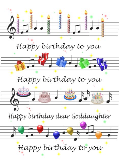 Goddaughter Funny Happy Birthday Song Sheet Music card Happy Birthday Dear Sister, Song Sheet Music, Music Card, Funny Happy Birthday Song, Birthday Greetings Friend, Happy Birthday Art, Happy Birthday Greetings Friends, Happy Birthday Wishes Images, Song Sheet