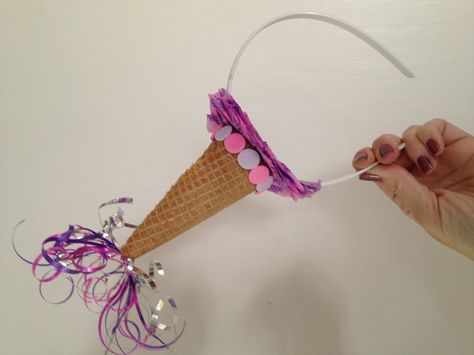 Ice cream party Birthday headband for my favorite girl! Ice Cream Party Birthday, Handmade Halloween Costumes, Funky Hats, Birthday Headband, Hat Day, Crazy Hats, Party Headband, Dress Up Day, Icecream Bar