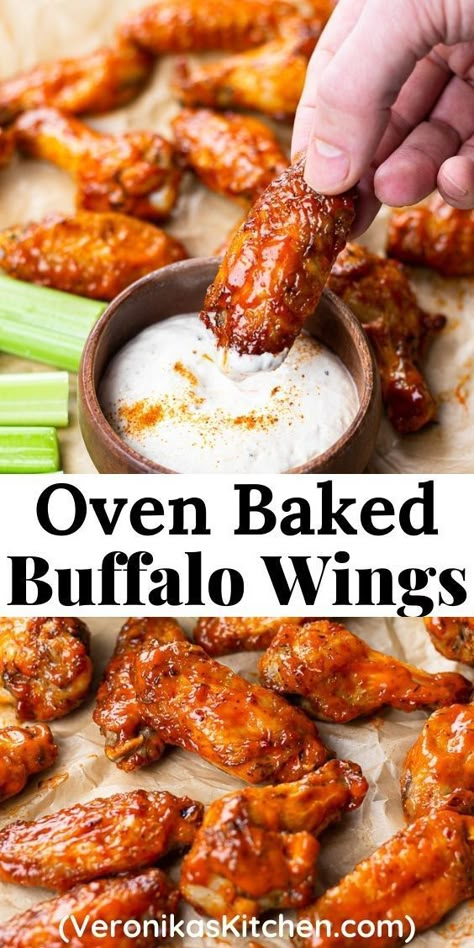 Wings Baked In The Oven, Oven Baked Buffalo Wings, Recipe For Chicken Wings, Baked Buffalo Chicken Wings, Buffalo Wings Recipe Baked, Chicken Wings Recipe Oven, Wings Recipe Oven, Best Oven Baked Chicken, Instant Pot Chicken Wings