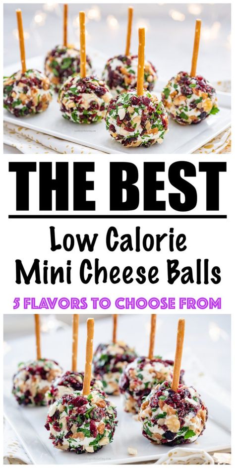 Low Cholesterol Appetizers, Low Calorie Party Snacks, Low Calorie Party Food, Low Calorie Appetizers For Party, Low Calorie Christmas Recipes, Low Calorie Dips, Low Fat Appetizers, Mini Cheese Balls Recipe, Low Calorie Christmas