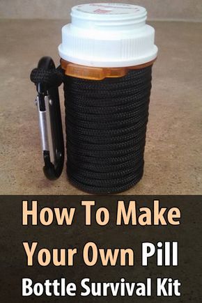 Survival At Home has a tutorial on how to make a survival kit with a prescription bottle and 18 items including paracord, matches, a mini flashlight, etc. Pill Bottle Crafts, Prescription Bottle, Emergency Planning, Diy Survival, Pill Bottle, Survival Bag, Emergency Preparedness Kit, Survival Supplies, Emergency Preparation