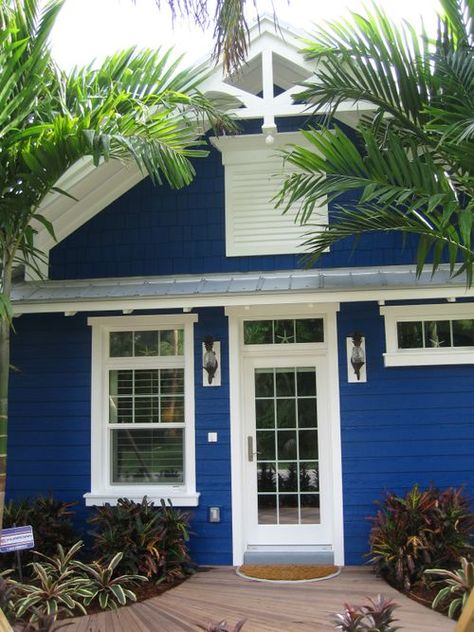 http://beehivestudio.typepad.com/.a/6a00e54f9cbc5e883401157255ca86970b-500wi Bright Blue Exterior House Colors, Bright Blue House Exterior, Turquoise House Exterior, Beach Cottage Exterior Colors, Blue Beach House Exterior, Beach House Exterior Colors, Blue Home Exterior, Decorate Bookshelves, Cottage Exterior Colors