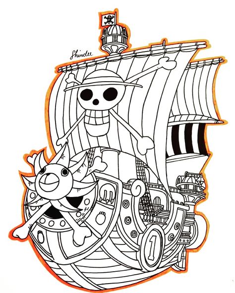 Thousand Sunny Tattoo, One Piece Sunny Ship, One Piece Boat, Thousand Sunny One Piece, Iphone Wallpaper Nasa, Sunny Go, Thousand Sunny, Round Tattoo, One Piece Tattoos