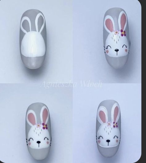 Nail Art Designs Easter, Bunny Nails Designs, Cute Bunny Nails, Rabbit Nails, Easter Bunny Nails, Bunny Nail Art, Easter Nails Easy, 2023 Spring Nails, Spring Nails Art