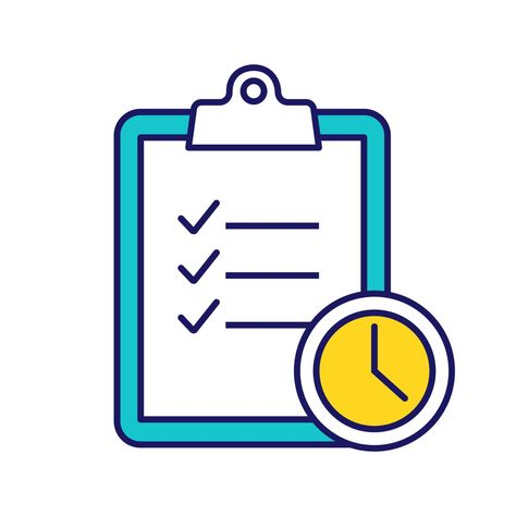 Time management color icon. Task planning. Deadline. Tasks list. Isolated vector illustration Time Management Drawing, Time Management Icon, Time Management Illustration, Time Management Aesthetic, Task Icon, Management Illustration, Task Calendar, Tasks List, Management Logo