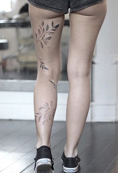 Back Of Thigh Tattoo, Small Thigh Tattoos, Thigh Piece Tattoos, Upper Thigh Tattoos, Skeleton Hand Tattoo, Vine Tattoos, Thigh Tattoos, Leg Tattoos Women, Pretty Tattoos For Women