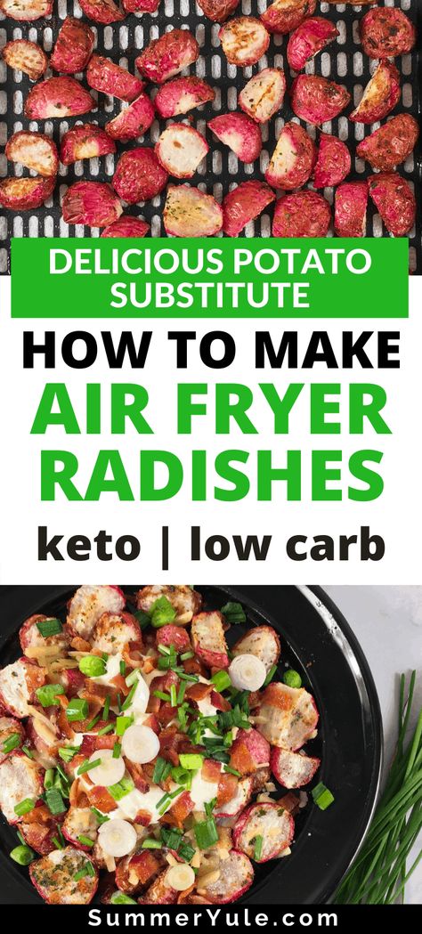 Airfryer Radishes, Air Fryer Radishes, Fried Radishes, Radishes Recipe, Radish Recipe, Air Fryer Recipes Keto, Low Carb Potatoes, Loaded Potatoes, Roasted Radishes