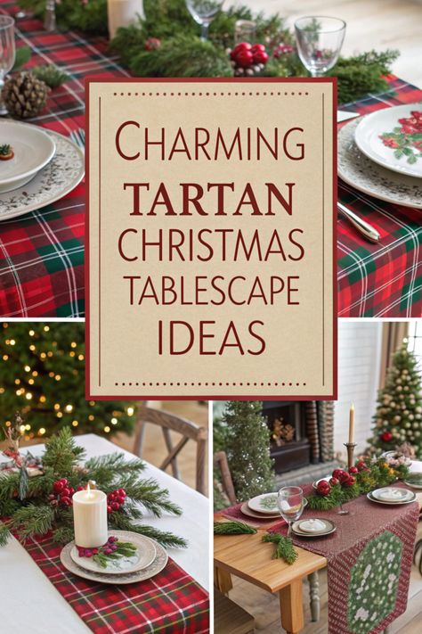 🏴󠁧󠁢󠁳󠁣󠁴󠁿 Add heritage to your holiday with a tartan Christmas tablescape! 🎄 Use traditional tartan patterns in linens, napkins, and décor. 🌿 Incorporate elements like holly, berries, and candles for warmth. ✨ Create a cozy and festive atmosphere steeped in tradition! 🕯️ Tartan Plaid Christmas Table, Stewart Plaid Christmas Table, Tartan Plaid Tablescape, Tablescape For Christmas, Tartan Plaid Christmas Wedding, Tartan Christmas Tablescape, Tartan Christmas Table Decorating Ideas, Tartan Plaid Christmas Tablescape, Christmas Table Tartan