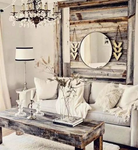 32 Beautiful Rustic Living Room Wall Decor Ideas | Decor Home Ideas Rustic Chic Living Room, Shabby Chic Apartment, Living Room Rustic, Living Room Wall Decor Ideas, Room Wall Decor Ideas, Living Room Decor Rustic, Shabby Chic Living, Glam Living Room, Shabby Chic Living Room