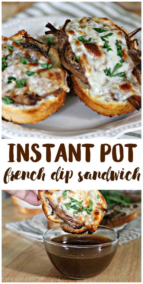 Instant Pot French Dip Sandwich- the best recipe! Easy instant pot dinner idea. Family favorite. Beef roast recipe. French Dips In Instant Pot, French Dip Instant Pot Recipe, Instapot French Dip Sandwiches, French Dip Sandwich Instapot, Instant Pot Beef Dip, French Dip Instant Pot, Instant Pot French Dip Sandwiches, French Dip Sandwich Recipe, Easy Instant Pot Dinner