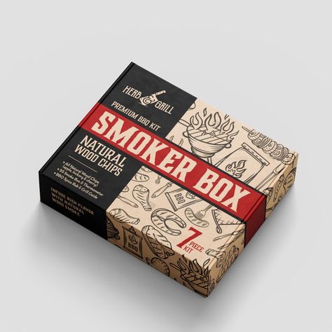 Modern Packaging Design, Chip Packaging, Bbq Kit, Wood Packaging, Bbq Spice, Dessert Packaging, Modern Packaging, Bbq Gifts, Gift Box Design