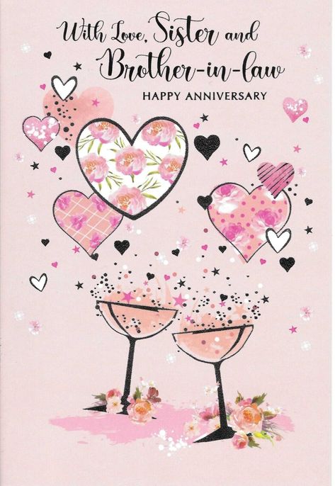 Sister and Brother In Law on your Wedding Anniversary greeting card by Simon Elvin, traditional in style Condition: Brand New with envelope Postage Method: 2nd Class (Included in price) Approximate dimensions: 7” by 5” Front of card reads: With love, Sister and Brother In Law. Happy Anniversary Inside of card reads: Hope the two of you will share a wonderful Anniversary. With love Happy Anniversary Sister, Anniversary Wishes For Sister, Marriage Anniversary Quotes, Wedding Anniversary Greeting Cards, Happy 50th Anniversary, Birthday Brother, Sister And Brother, Aka Sorority, Anniversary Greeting Cards