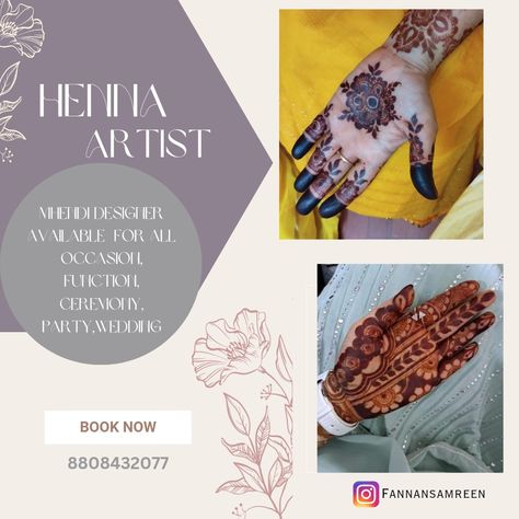 Mehndi Artist Visiting Card, Mehndi Poster Ideas, Henna Artist Business Cards, Mehndi Advertisement Poster, Mehendi Artist Logo, Mehendi Poster Design, Mehndi Banner Design, Mehndi Page Name Ideas For Instagram, Mehandi Logo Design