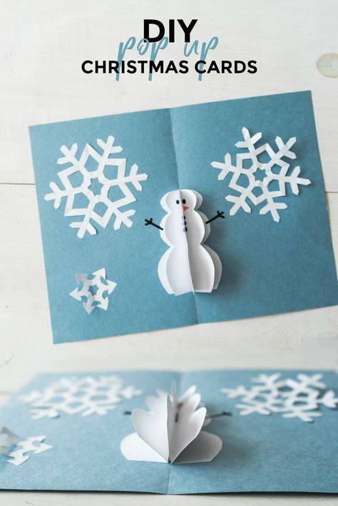 DIY Pop Up Christmas Cards - Snowman Card - Sweet Teal Diy Kids Christmas Cards, Diy Pop Up Christmas Cards, Cards Craft Ideas, Christmas Cards Craft, Kids Christmas Cards, Original Christmas Cards, Pop Up Christmas Cards, Diy Pop, Cards Craft