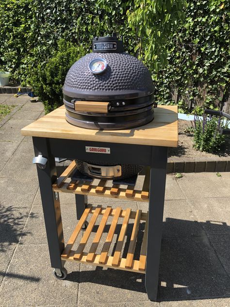 Transformed this nice Bekväm trolley into a beautiful Kamado stand. Very happy with this final result. #ikea #bekväm #Kamado #BBQ #Grill Guru #Grill table Ikea Bekvam Hack, Bekvam Hack, Weber Grill Table, Kamado Grill Table, Kamado Table, Big Green Egg Outdoor Kitchen, Big Green Egg Table, Bbq Stand, Ikea Bekvam