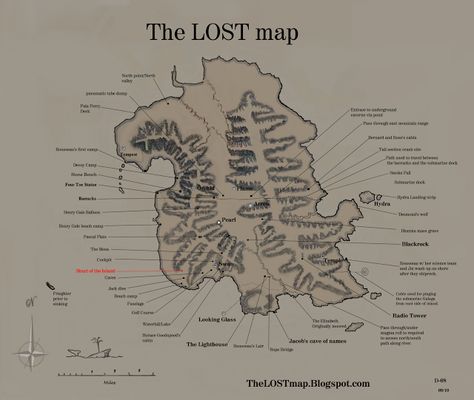 Map of the island on the TV series Lost Lost Tv Show Tattoo, Lost Tv Show Drawing, Danielle Rousseau, Lost Fanart Tv Show, Lost Tv Show Island, The Lost City Movie Poster, Lost Series, Tattoo Tv Shows, Lost Memes