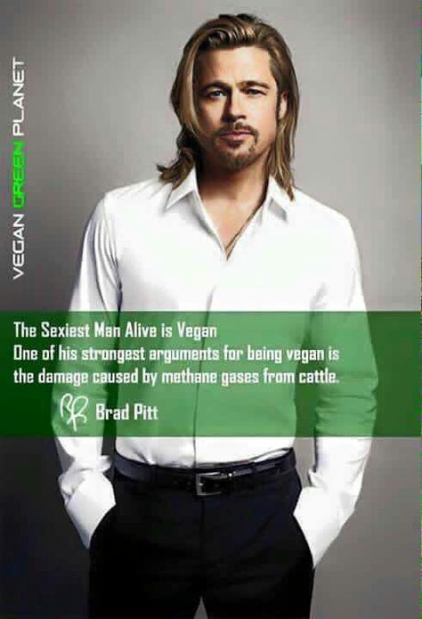 Brad Pitt is a vegetarian who often eats a vegan diet Reasons To Be Vegan, Reasons To Go Vegan, Famous Vegans, Vegan Facts, Being Vegan, Vegan Memes, Vegan Athletes, Why Vegan, Vegan Quotes