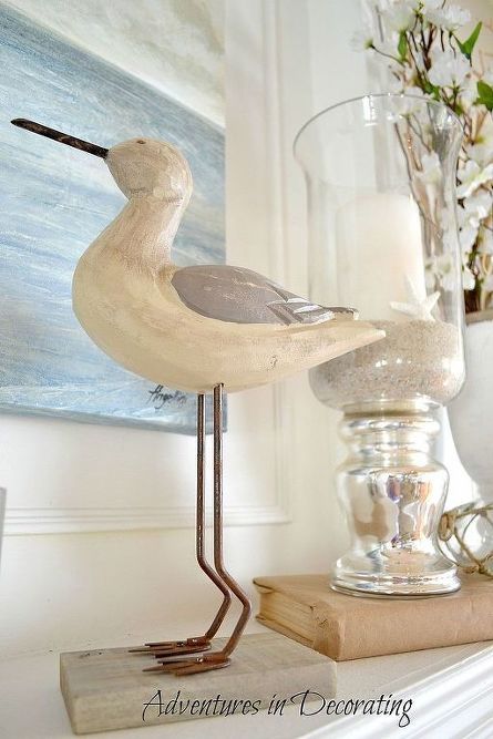 our 2013 coastal mantel, home decor, Even Big Lots now carries coastal pieces like this cute shore bird Cottage Accessories, Grandma Design, Deco Marine, Coastal Style Decorating, Wire Sculptures, Coastal House, Coastal Interiors Design, Seaside Decor, Decorative Ideas