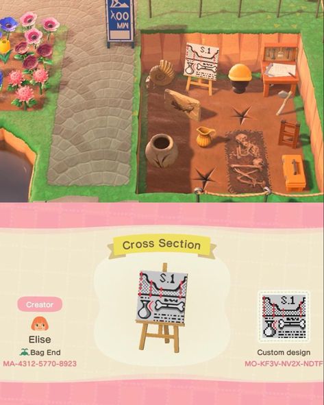 Acnh Archaeology Site, Acnh Museum Design Ideas Kidcore, Excavation Site Animal Crossing, Acnh Museum Dig Site, Dig Site Animal Crossing, Acnh Archeology Site, Animal Crossing Archaeology, Acnh Dig Site Ideas, Acnh Recycling Area