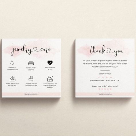 Jewelry Care Card for Canva Template Jewelry Care Card, Jewelry Ad, Care Card, Canva Template, Jewelry Care, Card Template, At Home, Place Card Holders, Love You