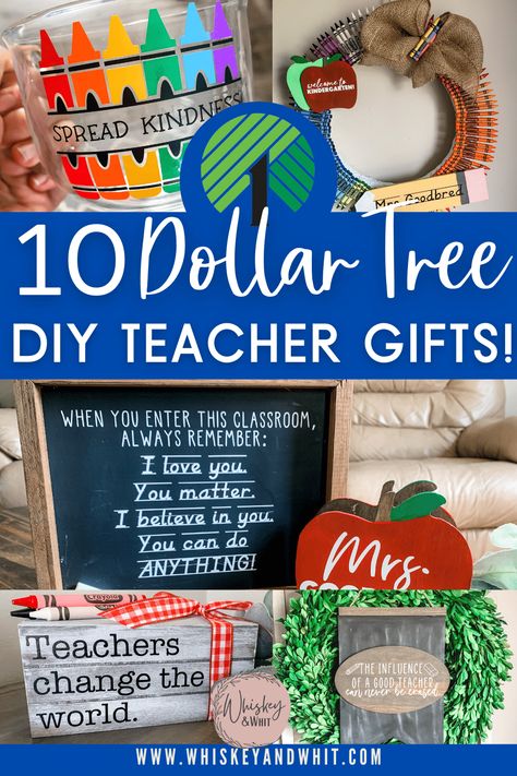 10 CHEAP + AMAZING Dollar Tree DIY Cricut Teacher Gifts + Free Cut Files! - Whiskey & Whit Cricut Teacher Gifts, Cheap Teacher Appreciation Gifts, Cricut Teacher, Teacher Appreciation Diy, Homemade Teacher Gifts, Teacher Gifts Ideas, Cheap Teacher Gifts, Handmade Teacher Gifts, Easy Teacher Gifts