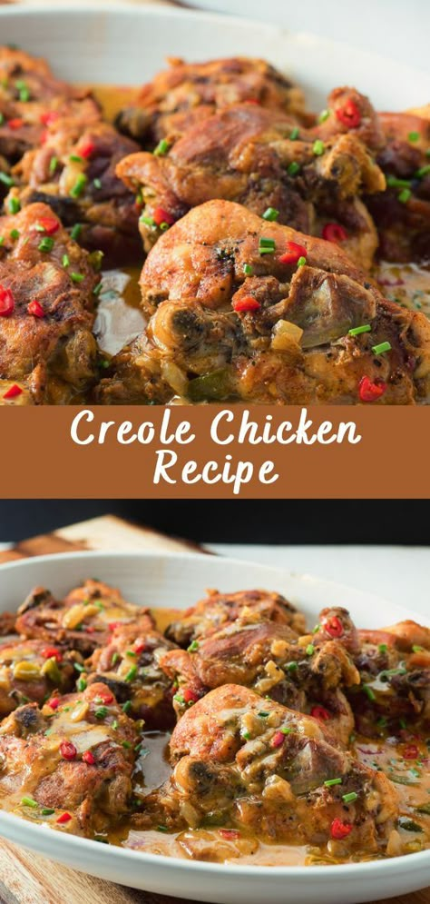 Creole Chicken Recipe Creole Chicken is a flavorful dish hailing from Louisiana, combining influences from French, Spanish, African, and Caribbean cuisines. This dish is a harmonious blend of spices, fresh vegetables, and tender chicken, resulting in a hearty and delicious meal. Below is a detailed recipe to make Creole Chicken, including tips to perfect the […] Creole Chicken Recipes, Caribbean Chicken Recipes, Creole Dinner Recipes, Creole Recipes Louisiana, Chicken Creole Recipe, Cajun Recipes Louisiana, Cajun And Creole Recipes, Creole Dishes, Creole Chicken