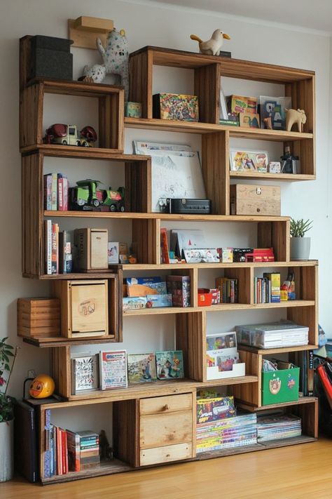 Maximize Space with DIY Wall Storage Projects 🛠️✨ Get creative with DIY wall storage solutions to declutter your home. From shelves to pegboards, find stylish and functional ideas for every room. 🌿📚 #DIYWallStorage #HomeOrganization #CreativeSolutions #DIYProjects Diy Wall Storage, Book Storage Small Space, Cozy Home Library, Sewing Room Inspiration, Creative Bookshelves, Bookshelves In Bedroom, Kids Bedroom Inspiration, Home Remodeling Diy, Bookcase Wall