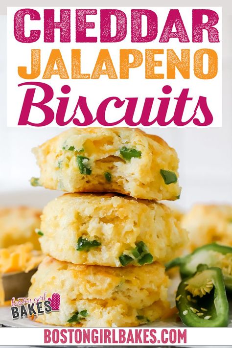 These cheddar jalapeno biscuits are a wonderful change up to your regular biscuit. They are super quick to make, made in one bowl, and I mixed in chopped jalapeños for a little heat and cheddar cheese for flavor. If you’re new to making biscuits, then keep reading cuz I am going to show you all my secrets to making perfect biscuits. | @bostongirlbakes Cheddar Jalapeno Biscuits, Jalapeno Biscuits, Jalapeno Cheddar Biscuits, Cheddar Cheese Biscuits, Almond Flour Biscuits, Making Biscuits, Skillet Cake, Chopped Cheese, Cheddar Bay Biscuits