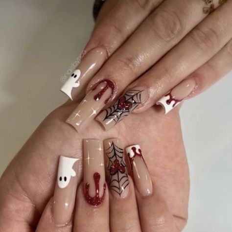 halloween nail inspo 🎃🥰 Any Halloween set is 15% off !! sale ends Oct 31 #nailtech #nailsnailsnails #nailxster #nailsofinstagram #halloween #halloweennails #spookyset #halloweendecor #inspo #nailinspiration #simple #gwinnett Halloween Nails Coffin, Halloween Nails Square, Nail Inspo Halloween, Halloween Nail, Nails Coffin, Oct 31, Nail Tech, Halloween Nails, Coffin Nails