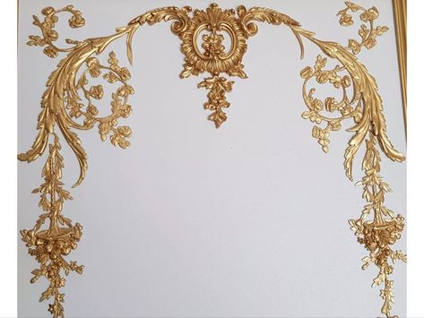 Gold Headboard, French Bathroom, Baroque Decor, Furniture Appliques, Wall Panelling, Diy Wood Projects Furniture, Louis Xvi Style, French Antique, French Inspired