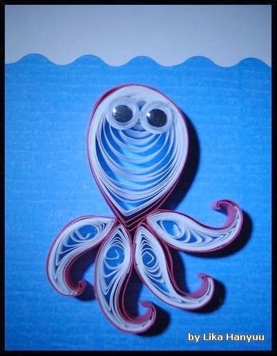 OCTOPUS Quilled Octopus, Quilled Fish, Quilled Birds, Quilled Animals, Octopus Crafts, Alcohol Ink Glass, Quilling Animals, Origami And Quilling, Quilling Work