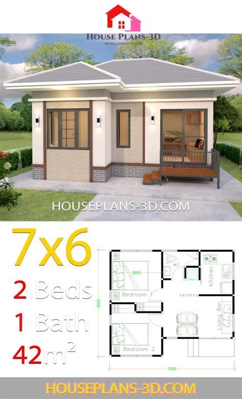 House Plans 3d, Gable Roof House, One Bedroom House Plans, House Plans Design, Flat Roof House, 3d House Plans, Small House Layout, Affordable House Plans, Roof House