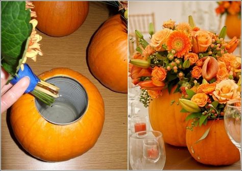 How to DIY Fab Pumpkin Vase or Planter #diy, #homedecor, #centerpiece, #autumn Outside Fall Decor, Pumpkin Planter, Pumpkin Vase, Pumpkin Ornament, Diy Halloween Decor, Fall Planters, Deco Nature, Pumpkin Flower, Artist Photo