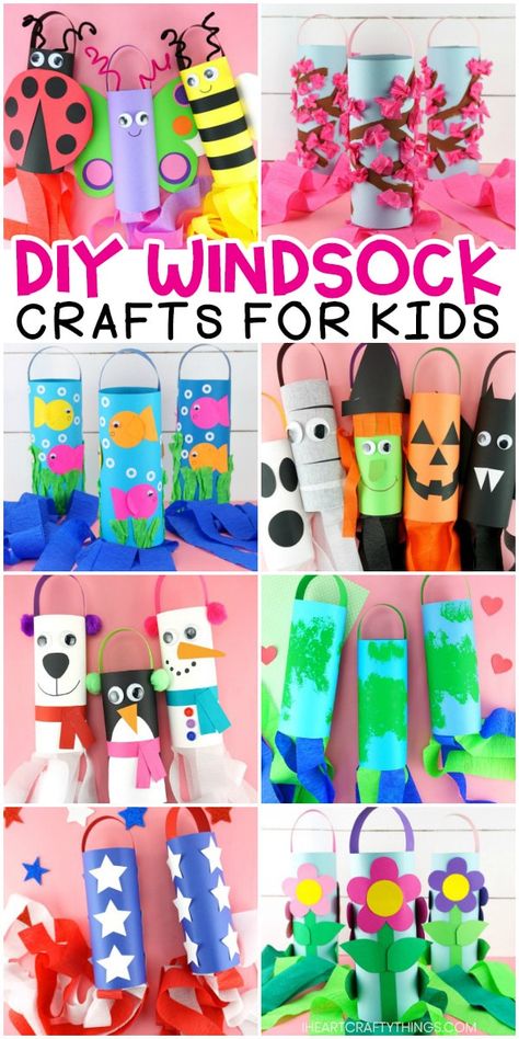 Windsocks For Kids Crafts, Windsock Craft, Abc Countdown, Junk Modelling, Countdown Activities, Kites Craft, Crafts For Kids Easy, Kite Making, Fun Summer Crafts