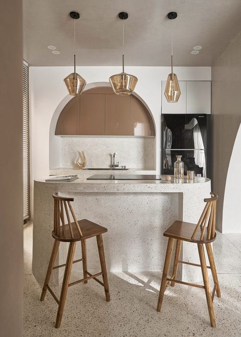 Terrazzo Kitchen, Removing Walls, One Wall Kitchen, Inside Bar, Interior Design News, Studio Interior Design, Curved Walls, House Studio, Interior Renovation