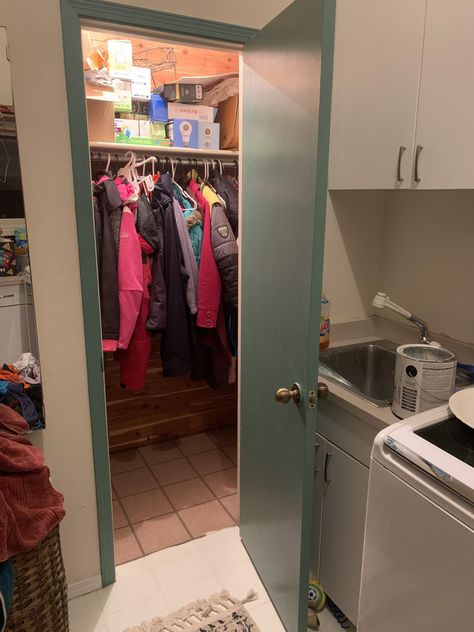 Coat Closet Turned Half Bathroom - I Dig Pinterest Closet Converted To Bathroom, Convert Closet To Bathroom, Closet Into Bathroom, Closet To Bathroom Conversion, Closet To Bathroom, Converted Closet, Bronze Toilet Paper Holder, Closet Bathroom, Closet And Bathroom