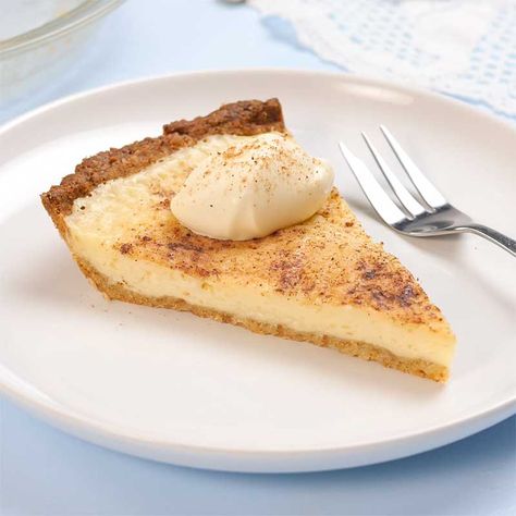 This Keto Sugar Cream Pie recipe has a delicious sugar-free caramelized custard filling in a sweet crust - perfect for your low carb dessert! This gluten free, grain free and sugar free hoosier pie is one tasty sweet, enjoy it with a dollop of whipped cream. Egg Custard Pie, Custard Pie Recipe, Spaceships And Laser Beams, Egg Custard, Custard Pie, Salted Butter, Pie Recipes, Custard, Fun Desserts