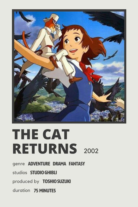 Ghibli Polaroid, Animated Movie Posters, Minimalistic Poster, The Cat Returns, Polaroid Poster, Minimalist Movie Poster, Anime Printables, Movie Poster Wall, Studio Ghibli Movies