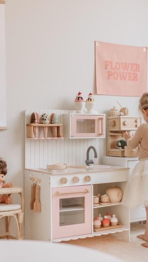 Play kitchen wizardry by @meishaclaire Playroom With Kitchen, Girls Play Kitchen, Best Play Kitchen, Girls Playroom, Simple Room, Girls Play, Play Kitchen, Girl's Room, Pretend Play