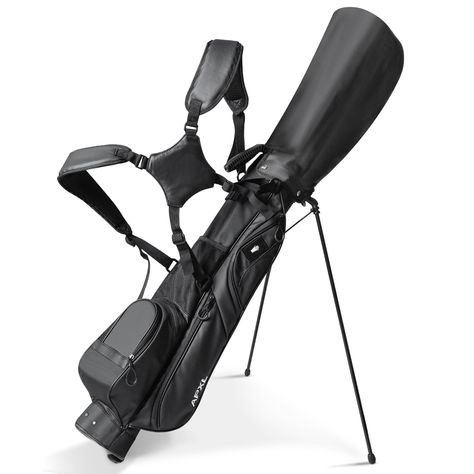 PRICES MAY VARY. LIGHTER GOLF STAND BAG: Weighing in at only 3.4 pounds. Lightweight moreover increased capacity, the 3-way top divider can fit up to 8 clubs. MORE AMPLE STORAGE: With 6 pockets, this golf stand bag provides plenty of storage options. It includes a frosty insulated pocket to keep your drinks cold and a velour-lined pocket with a waterproof zipper to store your valuables. RAIN HOOD & 900D WATER-RESISTANT BAG BODY: The golf bag stand comes with a detachable club rain hood, acting as a protective shield for your clubs and keeping them safe from rain and sun exposure. Additionally, the stand golf bag body is made of high-quality 900D fabric, which is wear-resistant and durable. It also features a waterproof design. These features work together to protect your clubs from harsh a Sunday Golf Bag, Golf Club Headcovers, Golf Stand Bags, Dream Bag, Perfect Golf, Driving Range, Bag Stand, Golf Bag, Putt Putt