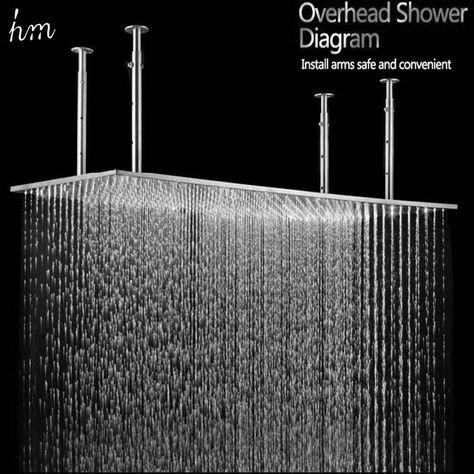 500x1000 Bathroom High Flow Large Ceiling Rain Overhead Shower Stainess Steel Rainbow Shower Ideas, Rain Shower Head Ceiling, Hotel Bathroom Design, Hotel Ceiling, Big Shower, Large Shower Heads, Led Shower Head, Bathroom Shower Design, Shower Sizes