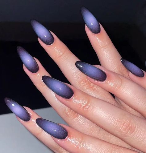 Aura Nail Designs, Dark Purple Almond Nails, Aura Nails Purple, Nail Ideas Purple, Aura Nails Blue, Purple Aura Nails, Opi Pink Nail Polish, Pink Nails Opi, Zodiac Nail Designs