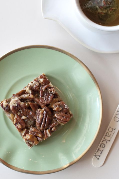 This recipe is courtesy of Elizabeth Chambers Hammer, Founder of BIRD Bakery. Art On Plates, Easy Shortbread Crust, Pecan Squares, Elizabeth Chambers, Peach Dump Cake, Citrus Recipes, Bites Recipes, Square Recipes, Pecan Pie Bars