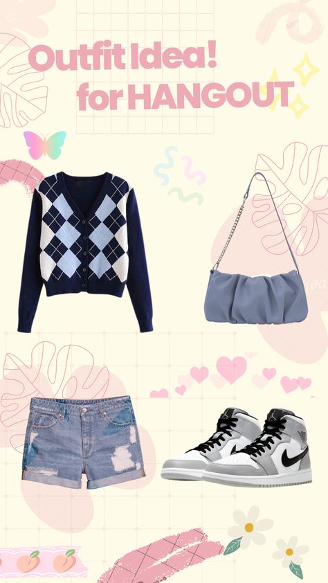 outfit idea for hangout with friends! Hangout With Friends, Outfit Idea, Small Bag, Basketball Shoes, Dress To Impress, Shoulder Bag, Tank Tops, With Friends