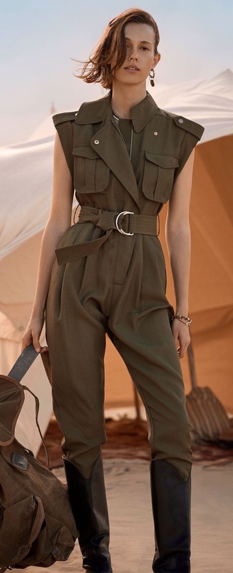 Safari Outfit Women, Safari Costume, Safari Outfit, Safari Outfits, Brown Maxi Dresses, Safari Chic, Utility Jumpsuit, Balloon Pants, Army Fashion