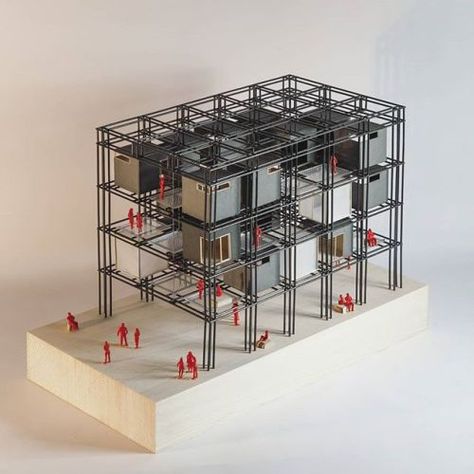 nexttoparchitects: a collapsable refugee housing project done... Module Architecture, Makoto Kobayashi, Grid Architecture, Archi Design, Container Architecture, Interior Design School, Arch Model, Top Architects, Architecture Model Making