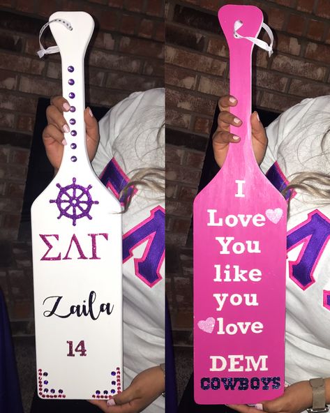 Craft ideas, sorority Sigma Lambda Gamma Paddles, Sigma Lambda Gamma, Name Crafts, Sorority Life, Paddles, Sorority, Craft Ideas